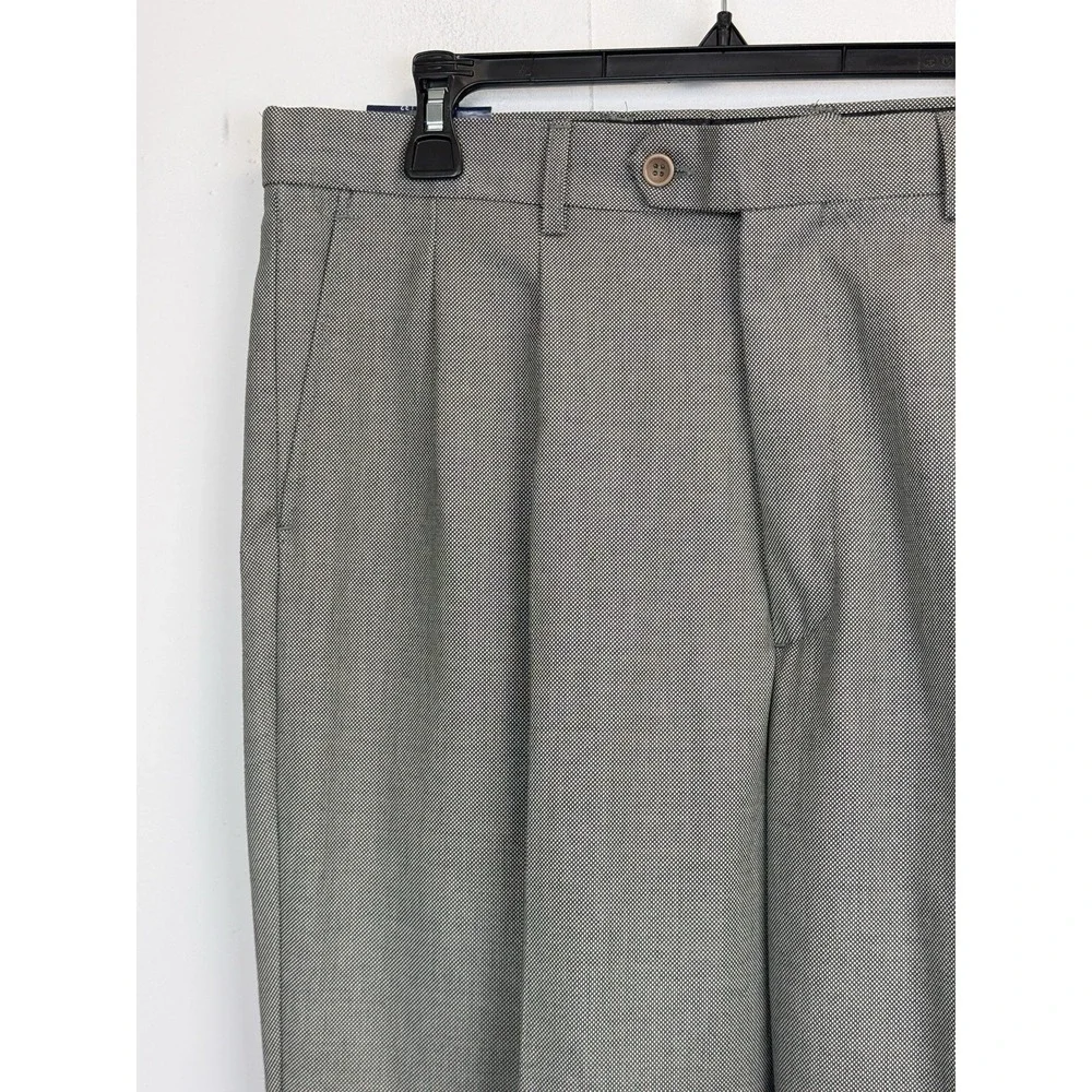 NEW George Martin‎ Collection Pleated Pants Mens Size 36W X 32L Pinpoint Grey